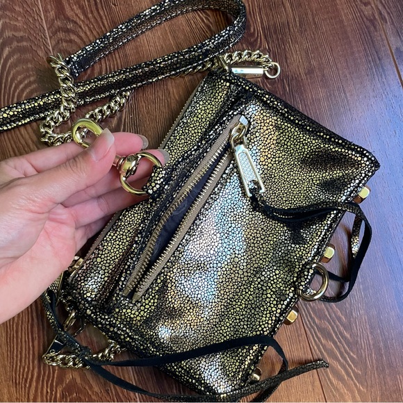 Rebecca Minkoff leather crossbody bag MAC pebbled gold - Picture 5 of 7